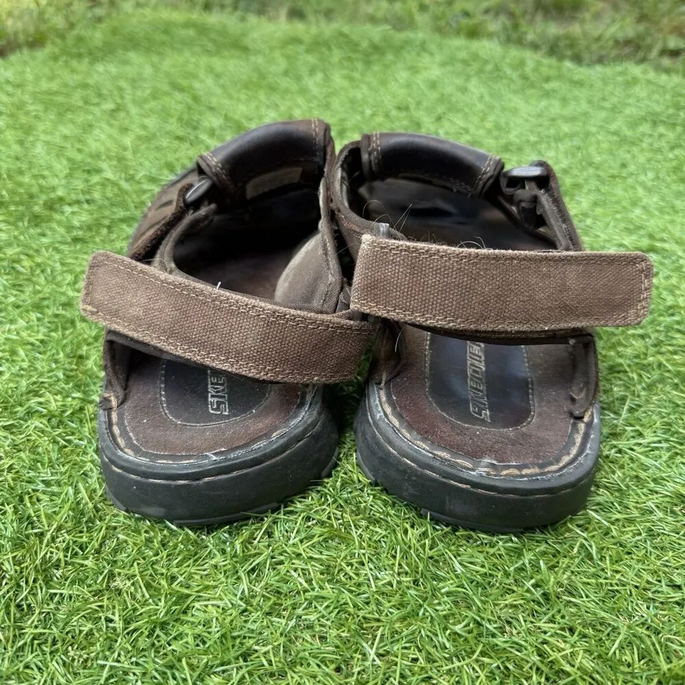 Skechers Sandals Mens Size 12 Fisherman Gladiator Brown Leather Open‎ Toe